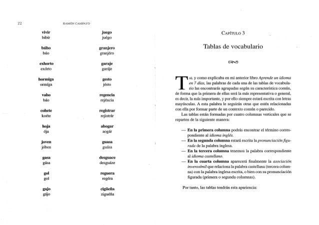tablas idiomas frances ramon campayo